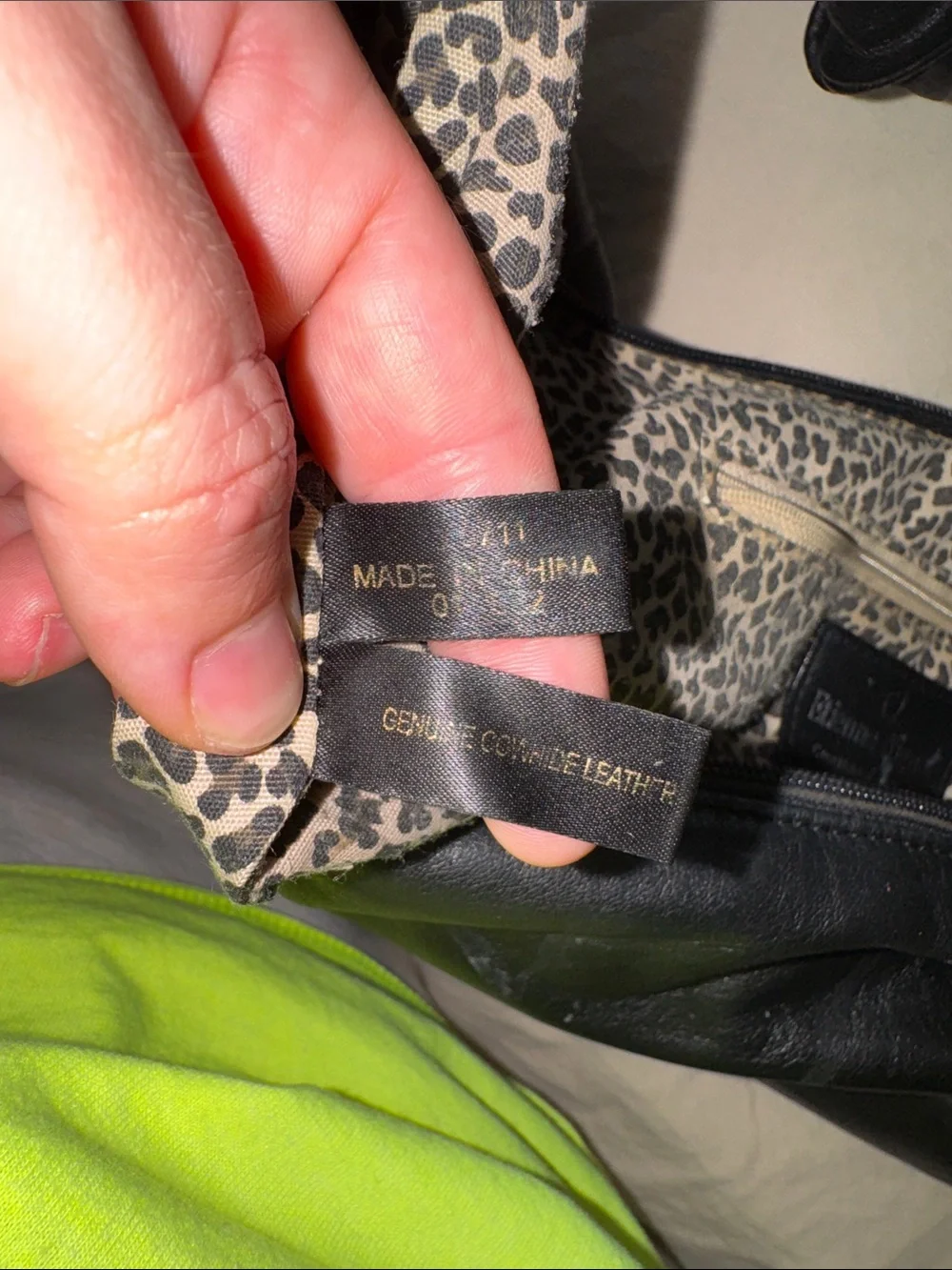 Vintage Etienne Aigner Genuine Leather Black Hobo Bag Bow Handle Leopard Lining